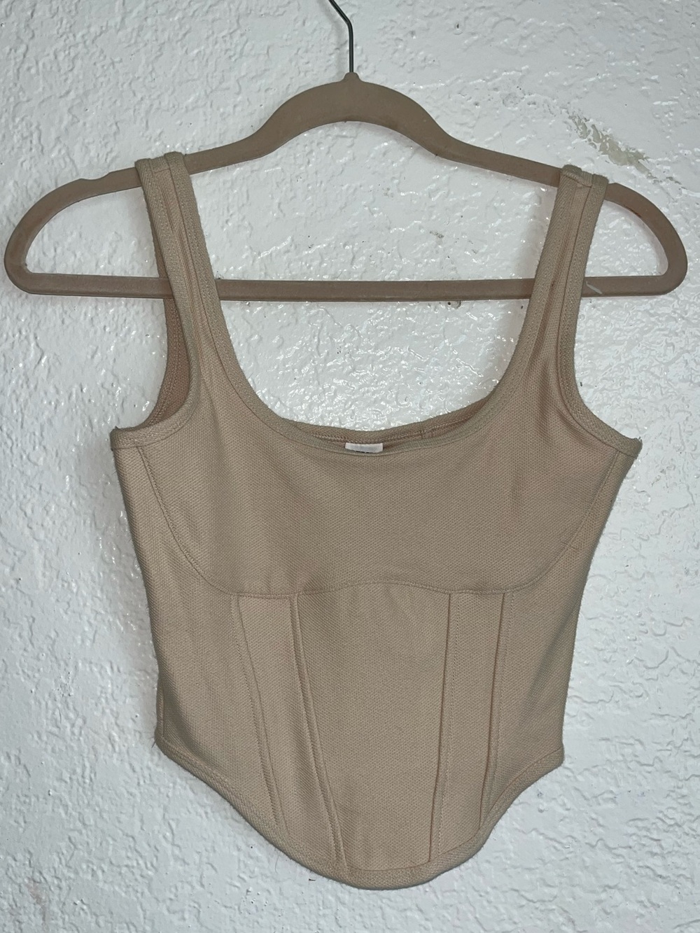 Vitorias secret Pink The Cinched Piqué Corset Top cream tan size small VS NWT
